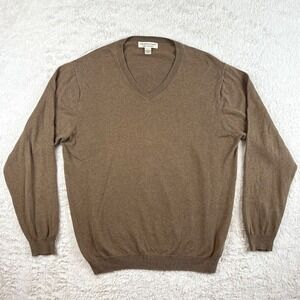 Pronto Uomo V-Neck Sweater Men's LARGE Brown Cashmere Cotton Blend Designer